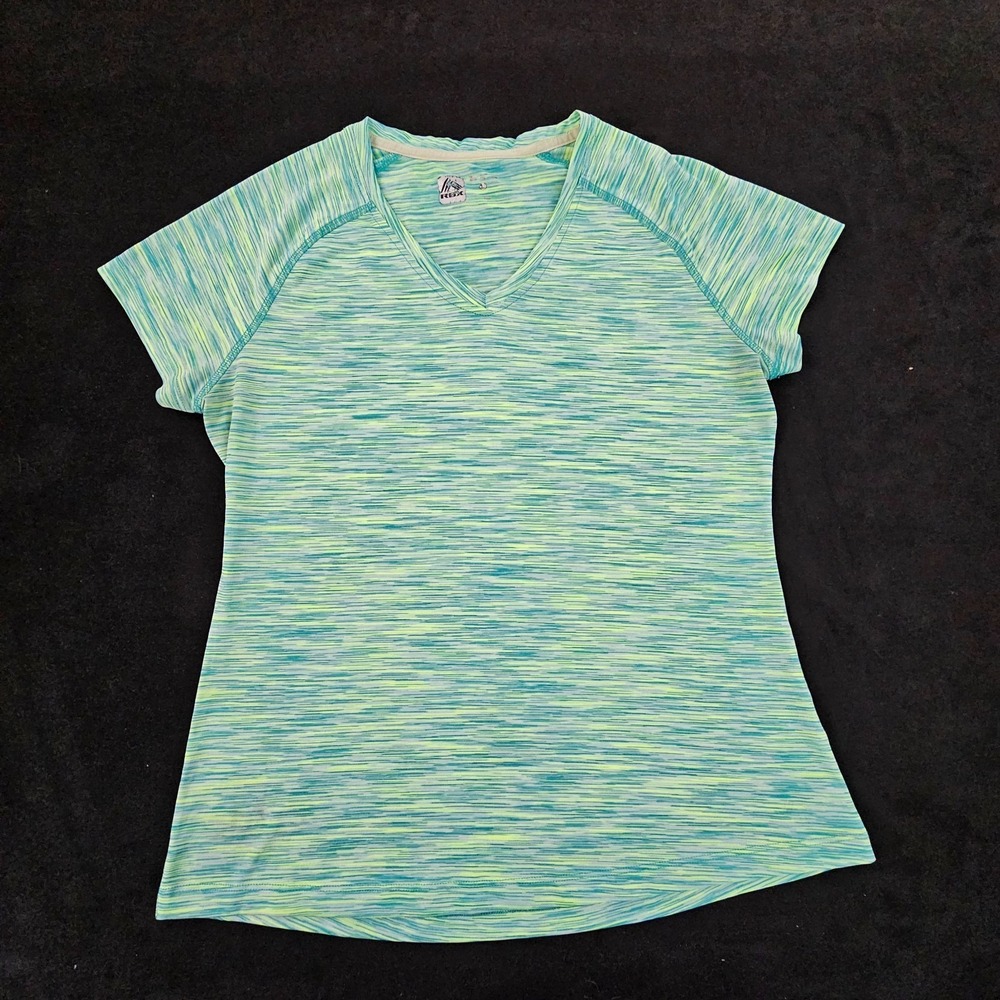 RBX Green Short Sleeve V-Neck Polyester Performance‎ T-Shirt Women's L